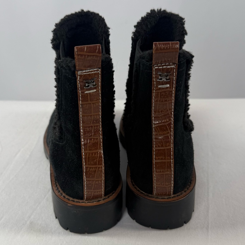 Sam Edelman Jaclyn Suede Sherpa Lined Chelsea Boot in Black Size 6 - Picture 6 of 9